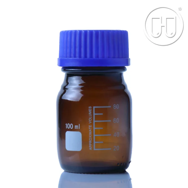 具蓝盖棕色螺纹口试剂瓶 4.0硼硅玻璃  100ml GL45