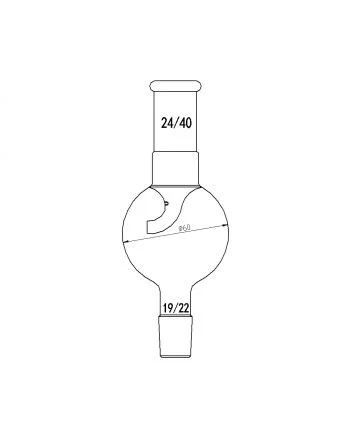 单内管蒸馏球,上磨口:24/40,下磨口:14/20,100ml