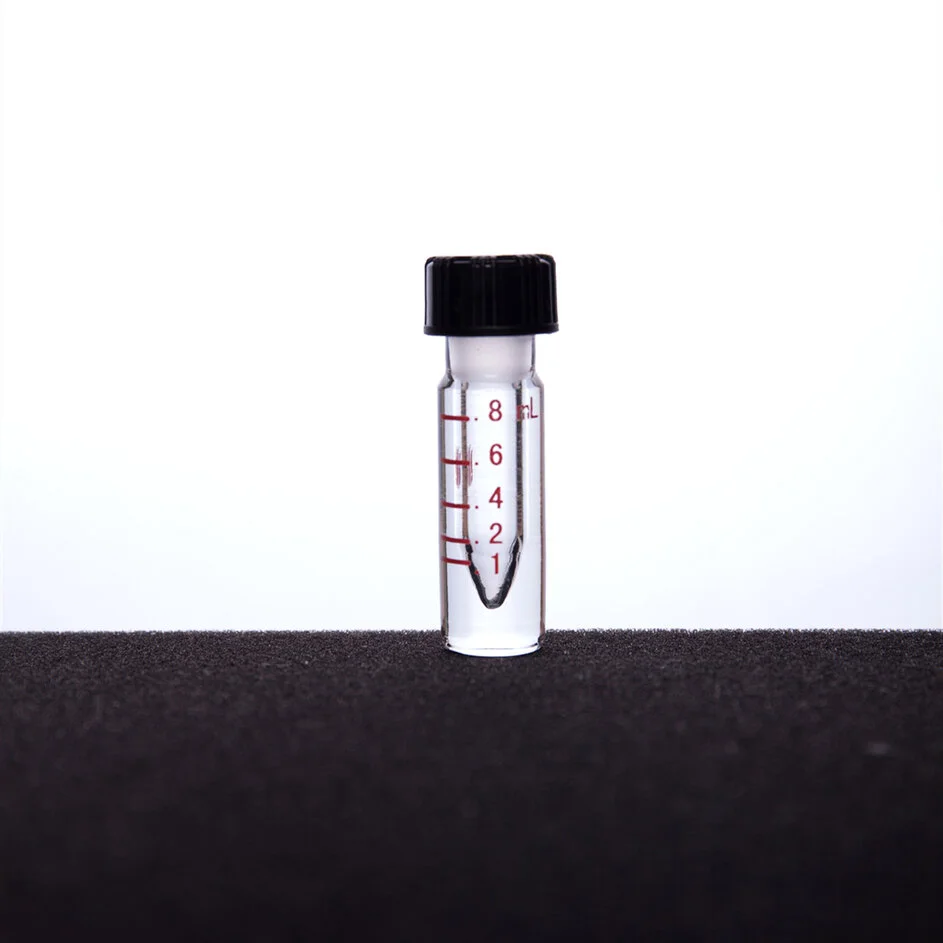 螺纹口小瓶,内具锥形底部,厚壁,标配有无孔螺纹盖,具四氟垫片 1ml