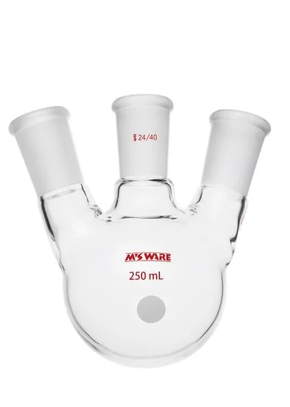 斜三口烧瓶,厚壁高强度,主口:14/20,侧口:14/20,10ml