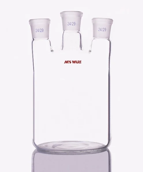 直三口平底烧瓶 厚壁高强度（筒型）200ml 24/29