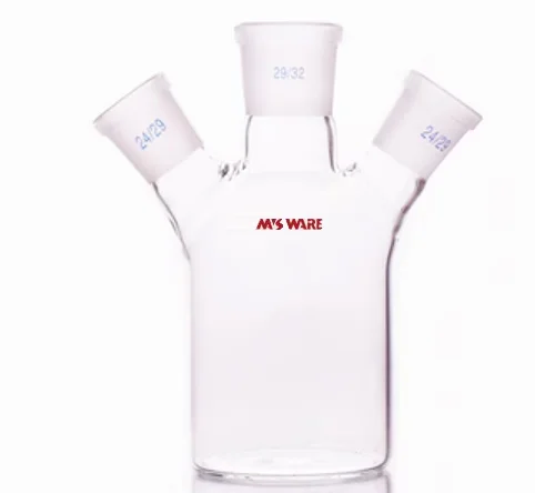 斜三口平底烧瓶 厚壁高强度（筒型）200ml 24/29