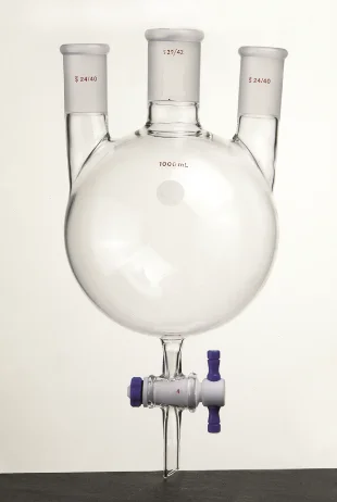 直三口圆底烧瓶,8mm高真空,主口:24/40,侧口:24/40,500ml