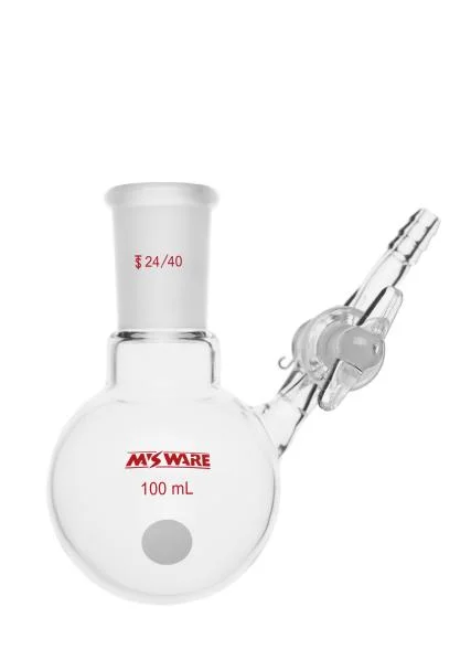 反应瓶,4mm高真空阀,50ml,14/20