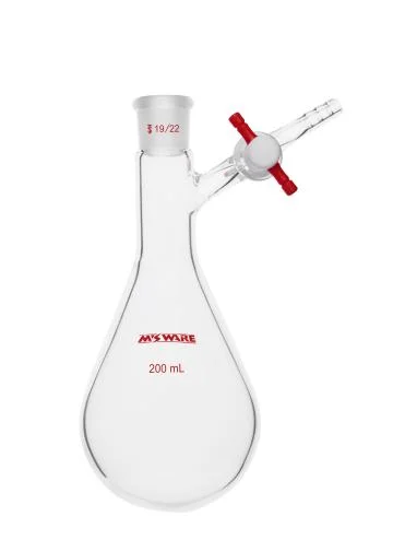 反应茄瓶,四氟节门,磨口 14 20,50ml