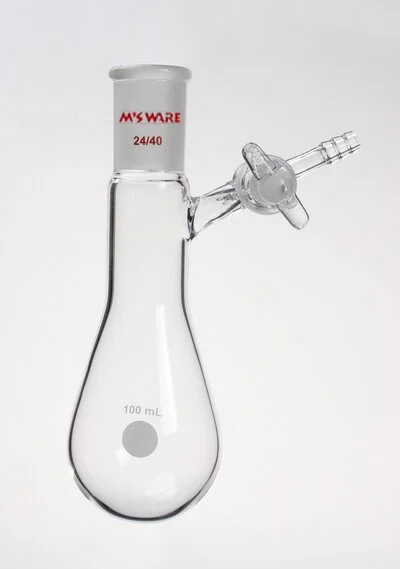 反应茄瓶,玻璃节门,磨口 19 22,50ml