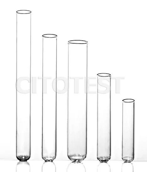 圆底平口试管 10x50mm 中性硼硅玻璃 壁厚0.6mm 250支/盒 2.5ml