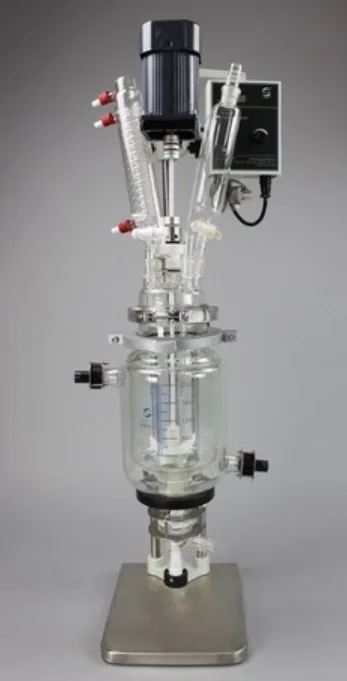 1L台式双层玻璃反应釜 40W感应电机 电子无级调速 JR-S1