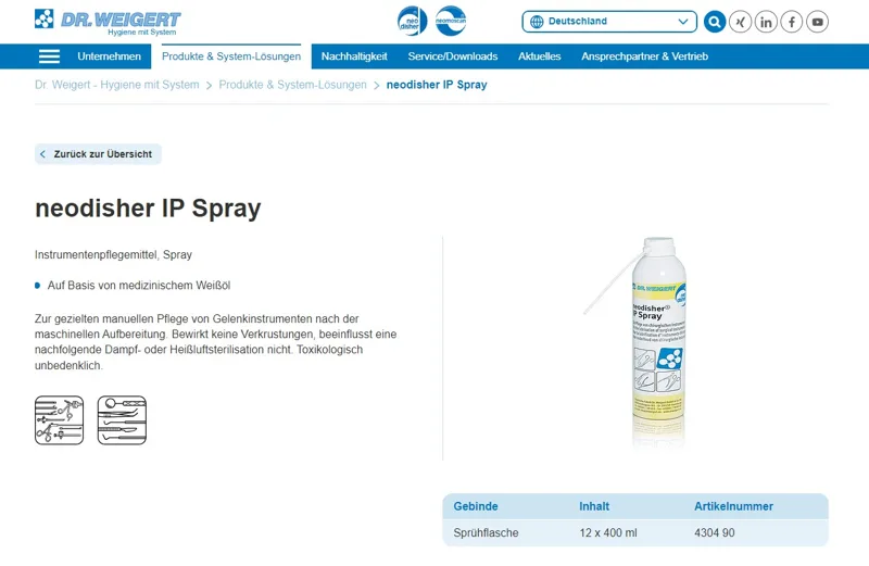 Dr.Weigert韦格特博士430490喷雾型器械润滑剂neodisher IP Spray（400ml*12瓶/箱） - 玖梧精选