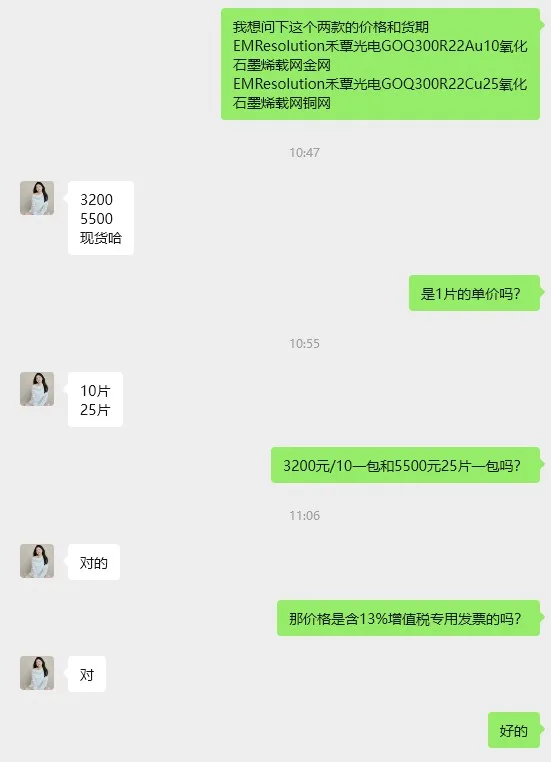 EMResolution禾覃光电GOQ300R22Cu25氧化石墨烯载网铜网（25片/包） - 玖梧精选