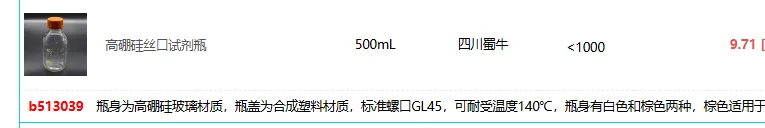 蜀牛蓝盖高硼硅透明玻璃试剂瓶500ml（个） - 蜀牛