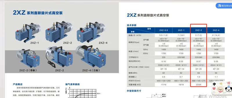 永昊 2XZ 系列直联旋片式真空泵，2XZ-2，抽速：2L/S（台） - 玖梧精选