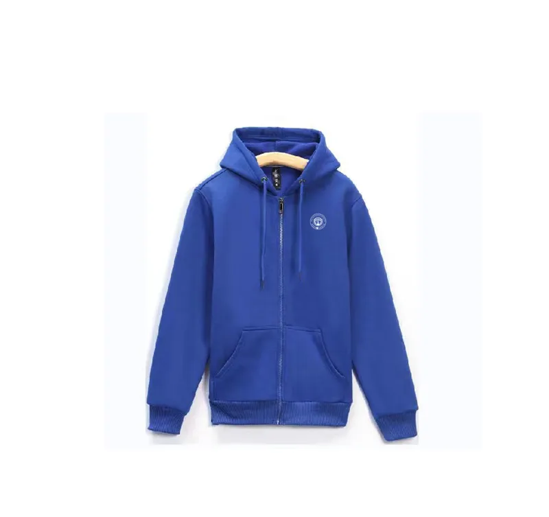 听衫阁定制卫衣班服蓝色连帽加绒开衫印学院logo（件） - 玖梧精选