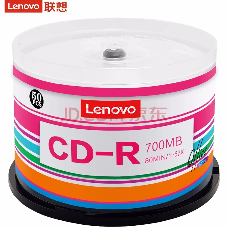 联想CD-R光盘/刻录盘52速700MB桶装50片（盒） - 联想