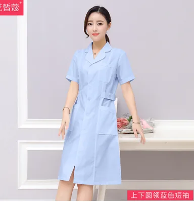 定制护士服hsf8168上下圆领蓝色短袖，绣字：临床研究助理CRC，XL码（件） - 玖梧精选