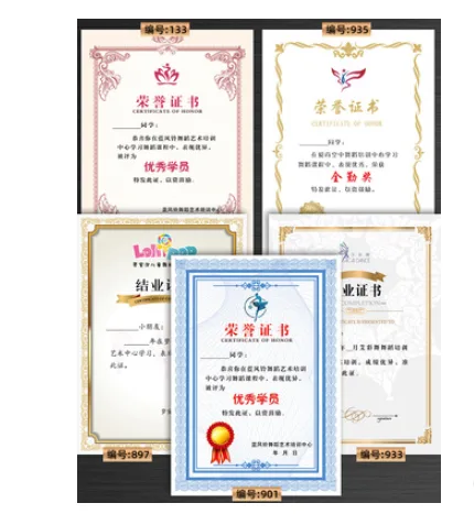 百有 ZS0001定制荣誉奖模板编号006（张） - 玖梧精选