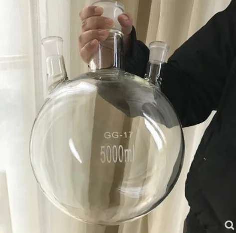 天才实验室 TC-SSP5000ml定制三口烧瓶非磨口，5000ml（24mm，40mm，24mm）（个） - 玖梧精选