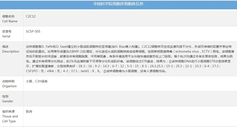 中科院C2C12小鼠胚胎肌母细胞SCSP-505（支） - 玖梧精选