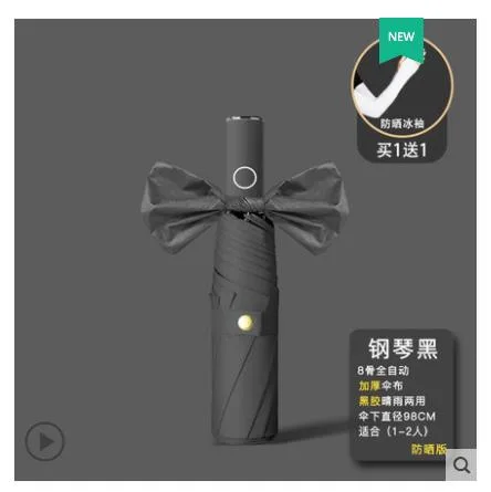 法萨奴 遮阳伞钢琴黑-8骨自动款（把） - 玖梧精选