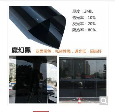安膜遮光隔热贴膜黑灰（魔幻黑）宽80cm（张） - 玖梧精选