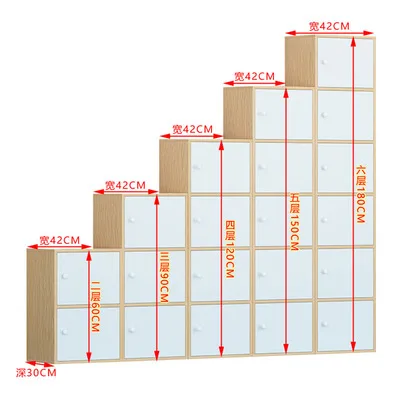 简慕尚品 五层带锁浅橡色+白门42*30*150带锁柜子储物柜（个） - 玖梧精选