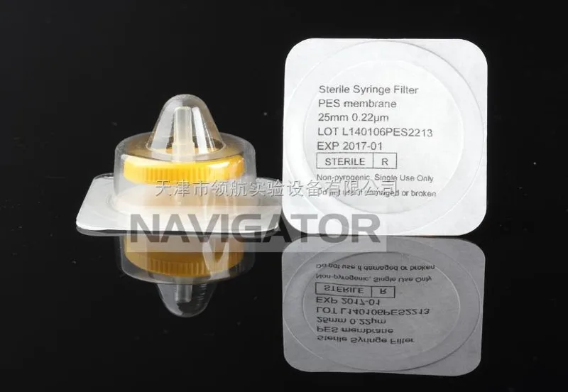 领航 无菌针头过滤器 直径25mm 0.22μm PES水系（包）50个 - 玖梧精选