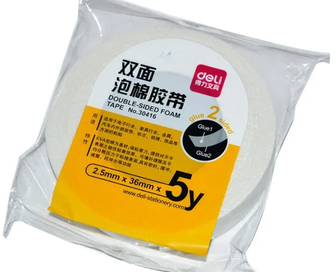 得力 30416泡棉双面胶2.5mm*36mm*5y（卷） - 得力