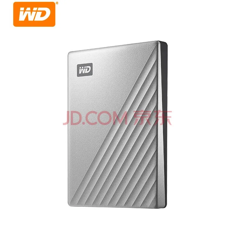 西部数据4TB Type-C移动硬盘2.5英寸 银色(密码保护 自动备份)WDBFTM0040BSL（个） - 玖梧精选