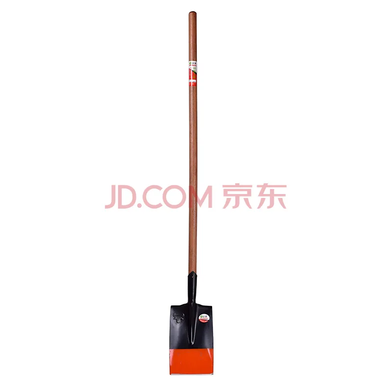 锰钢农用工具挖泥铲野牛4号黑红平头铲+1.2米槐木柄（组） - 玖梧精选