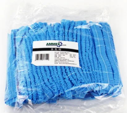 AMMEX爱马斯40048W-19BL无纺布蓝色条形帽 100个/袋（袋） - Ammex/爱马斯