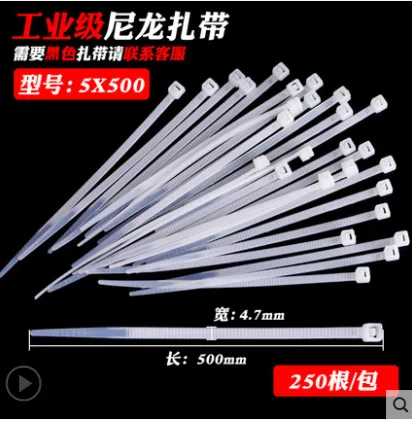 佰瑞特 尼龙扎带 5*500mm 250个/包 （包） - 佰瑞特
