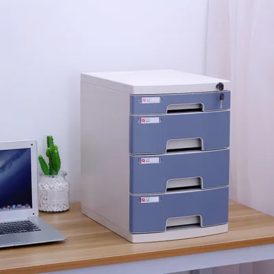 富强 带锁 大四层2613A灰色A4桌面文件收纳盒（个） - 玖梧精选