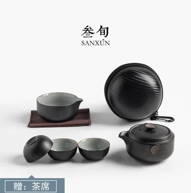 福韵黑陶快客杯一壶三杯功夫茶具 （套） - 玖梧精选
