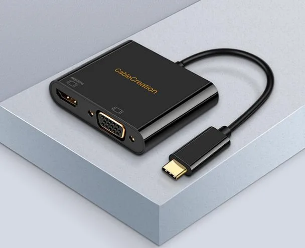 科睿讯 type-c转HDMI/VGA线usb-c转接头 黑色（个） - 玖梧精选