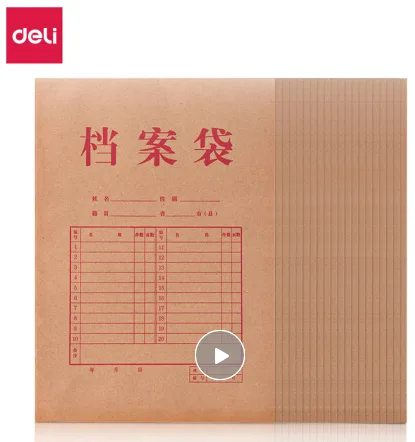 得力(deli)20只A4牛皮纸档案袋33396（包） - 得力