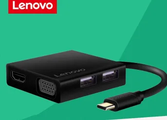 联想C120原装扩展坞 USB-C转HDMI转VGA转换器 Type-c转HDMI+转VGA+USB*3口（个） - 联想