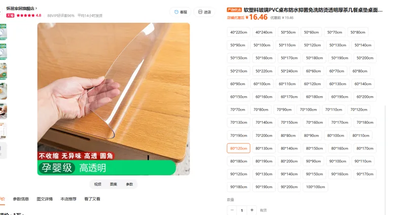 国产PVC软塑料保护垫高透明圆角80*120mm厚度1.6（张） - 国产