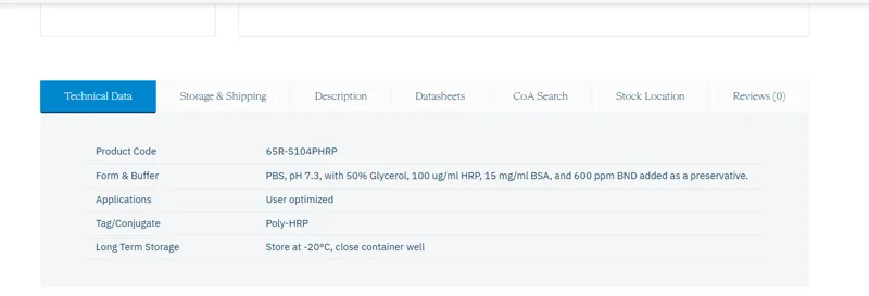 biosynth Streptavidin HRP 65R-S104PHRP200ug（瓶） - Bioss/博奥森