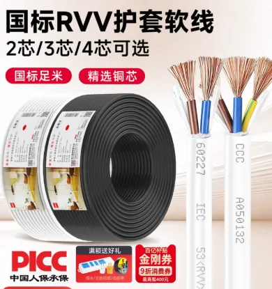 得力电线国标铜芯电线20m+黑丝+3芯+2.5平方毫米（根） - 得力