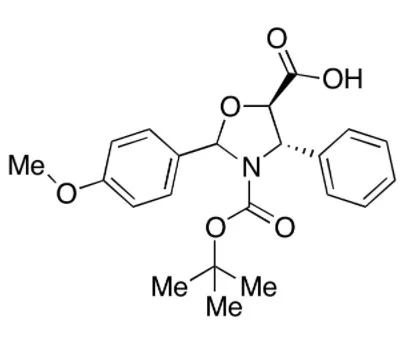 (4S,5R)-3-(叔丁氧基羰基)-2-(4-甲氧基苯基)-4-苯基噁唑烷-5-甲酸(储存“2-8℃”;运输“冰袋”)
