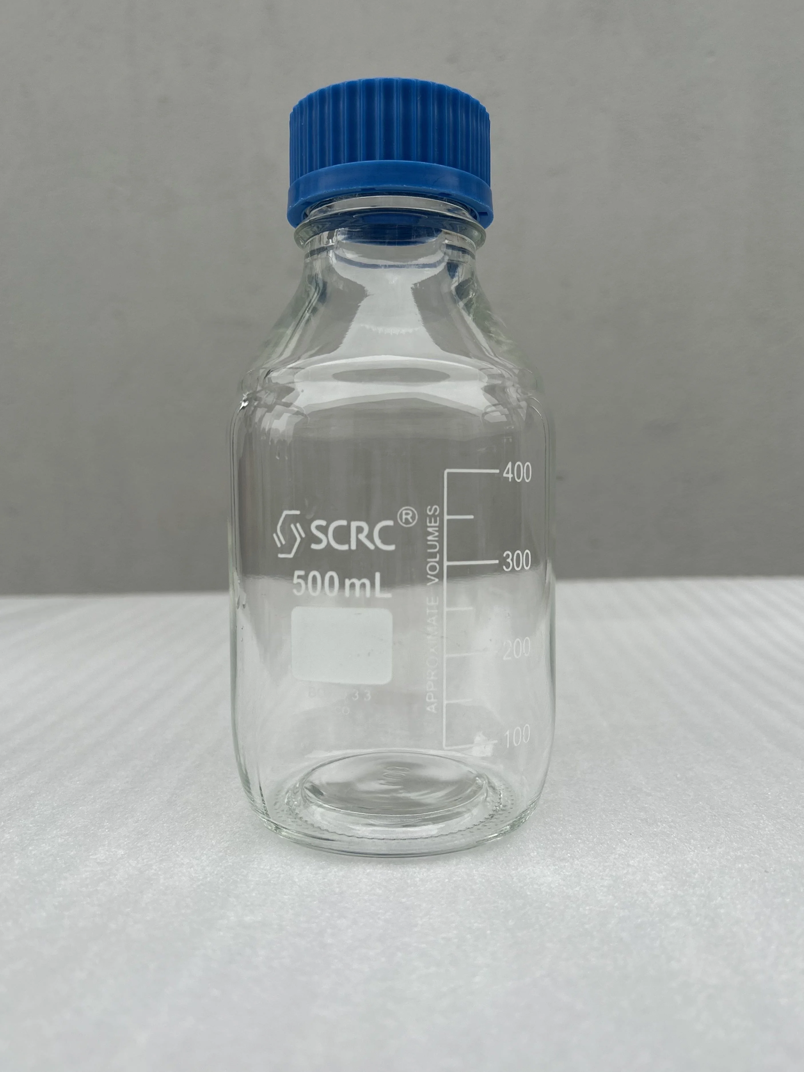 经济型透明蓝盖试剂瓶(GL45口径,含倾倒环)