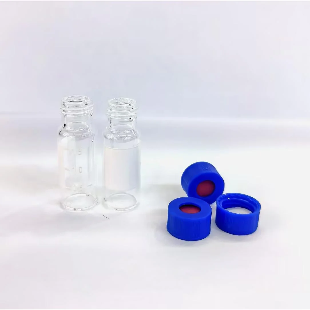 2ML螺纹透明带书写处样品瓶(开口盖+白色PTFE/红色硅胶隔垫)