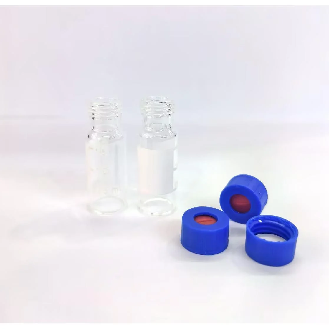 2ML螺纹透明带书写处样品瓶(开口盖+开口PTFE/红色硅胶隔垫)