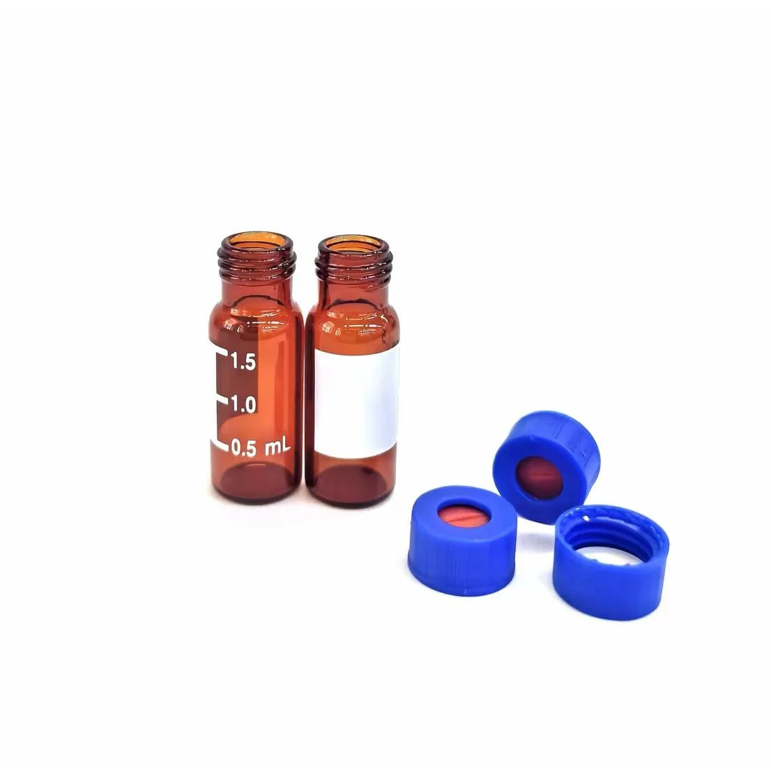 2ML螺纹棕色带书写处样品瓶(开口盖+开口PTFE/红色硅胶隔垫)