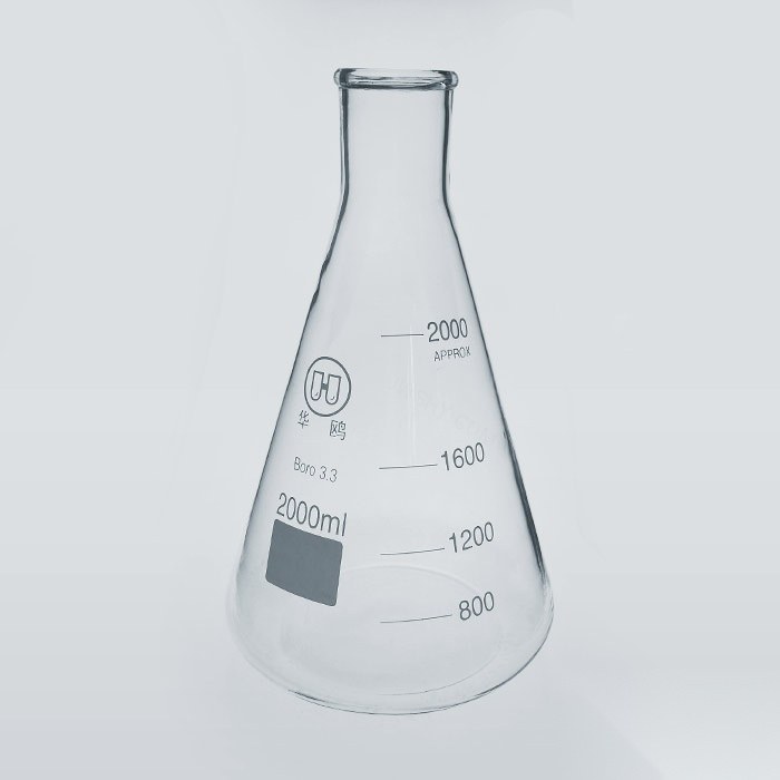 直口三角烧瓶 2000ml 颈外径×瓶外径×高度：50×166×280mm - 华鸥