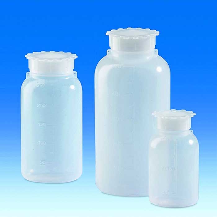 广口瓶 PE-LD 带有防漏帽和眼 用于贴标签或密封 500ml 自然色