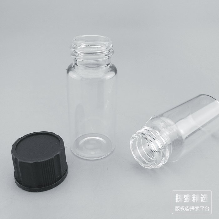 10ml 18-400 透明样品瓶 黑色PP盖＋PE垫 外径&times;高度： 22&times;52mm