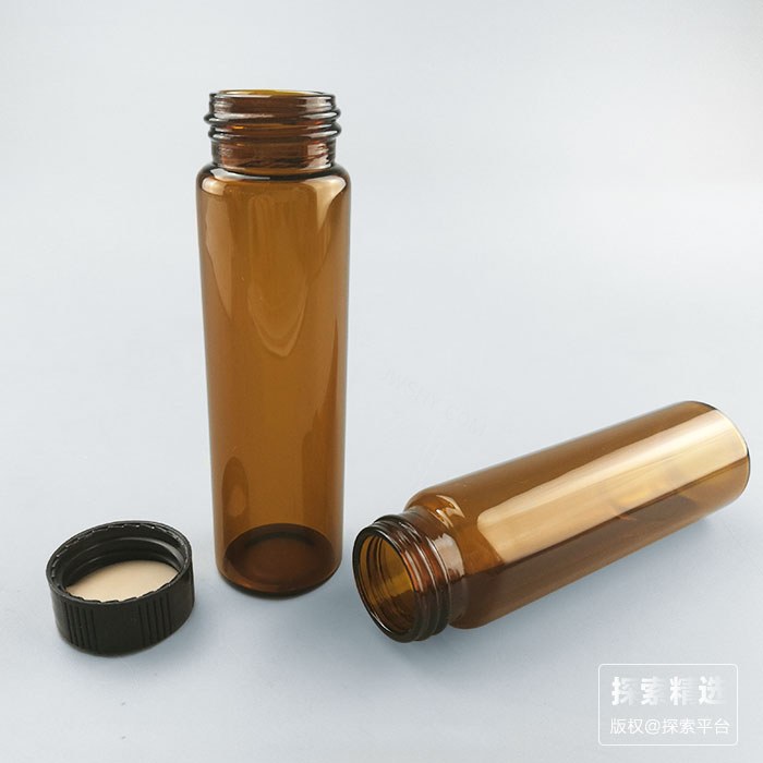 40ml 24-400 棕色玻璃样品瓶 黑色PP盖＋PTFE/硅橡胶垫 外径&times;高度： 27&times;95…
