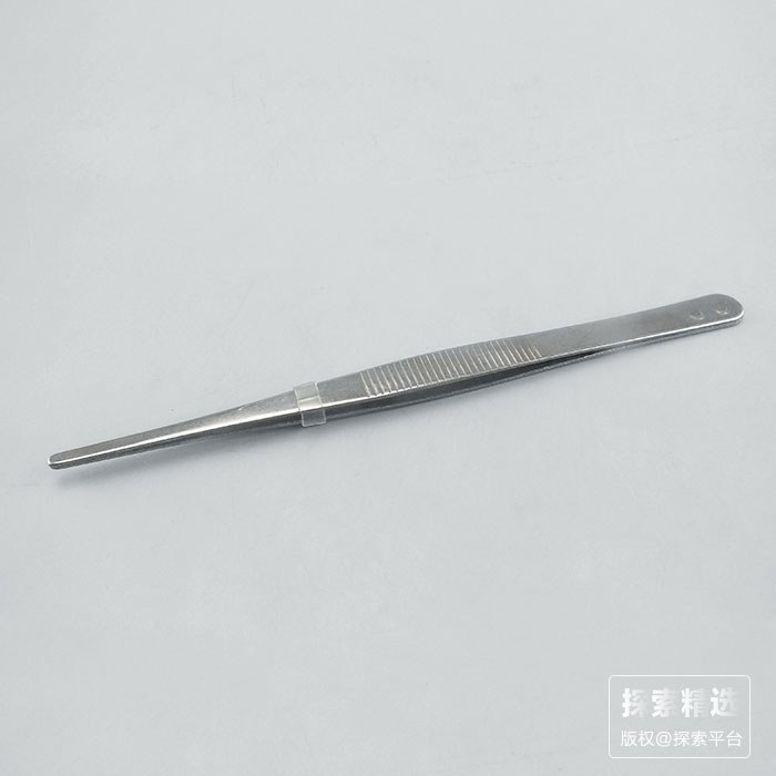不锈钢镊子 直圆头 不带钩 带防滑条纹 125mm - 玖梧精选