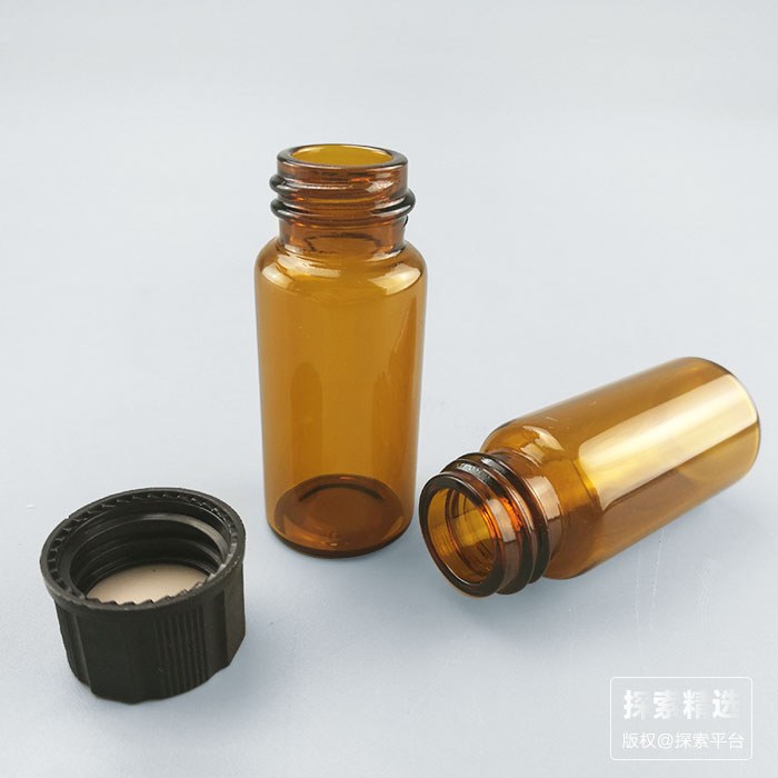 10ml 18-400 棕色样品瓶 黑色PP盖＋PTFE/硅胶垫 外径&times;高度： 22&times;52mm
